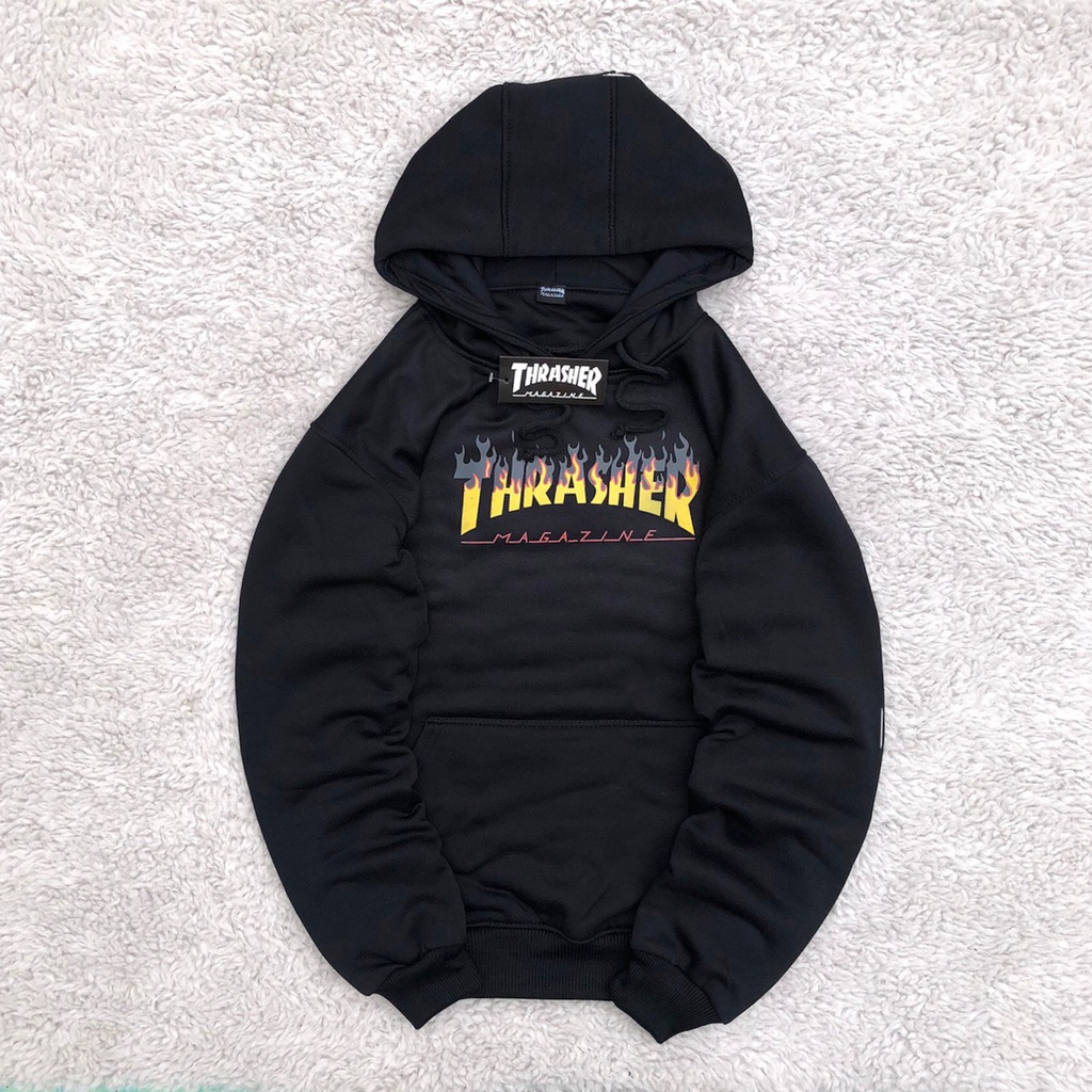 Jaket Hoodie Motif Api *Thrasher Magazine / Sweater Motif Api Unisex / Hoodie Casual Pria Wanita Terbaru /  Sweater Motif Api Thrasher Magazine