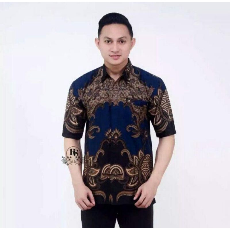 KEMEJA BATIK PRIA LENGAN PENDEK baju batik pria batik tradisional Pekalongan aseli home industri reg