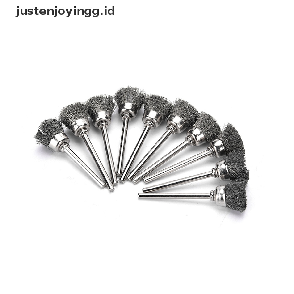 // justenjoyingg.id // 10PCS Stainless Steel Wire Cup Mini Brush Fits Dremel Rotary Tool Accessory 13mm ~