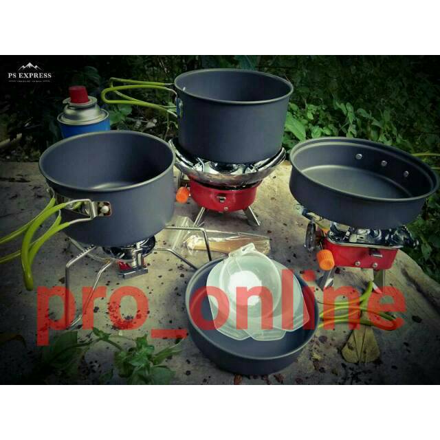 Paket Alat Masak Panci wajan Nesting isi 4 Panci Kemping Gunung / Cooking Set DS301 Camping Outdoor