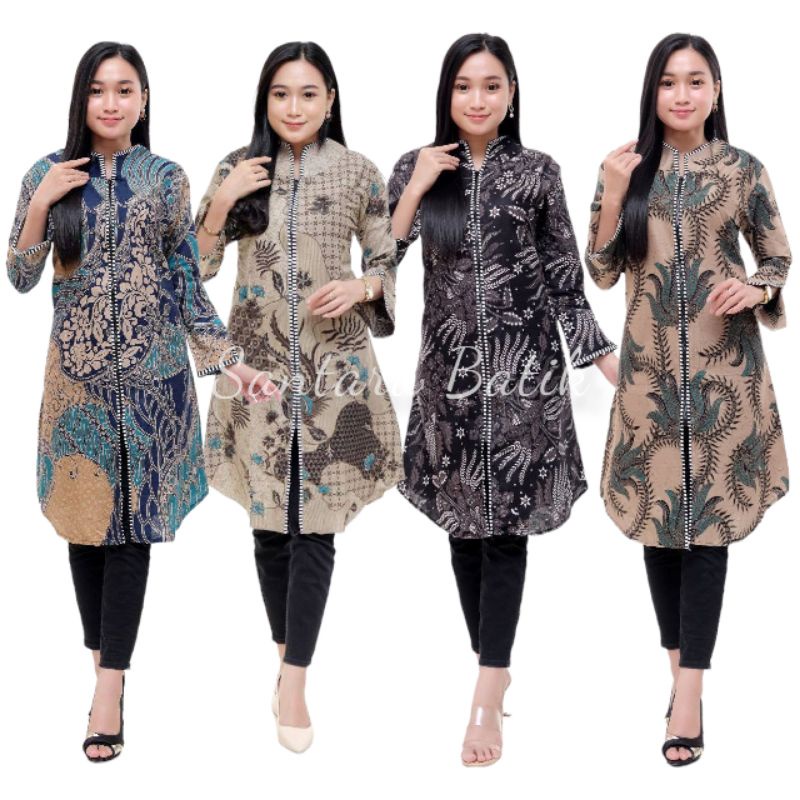 Tunik batik resleting size m l xl xxl