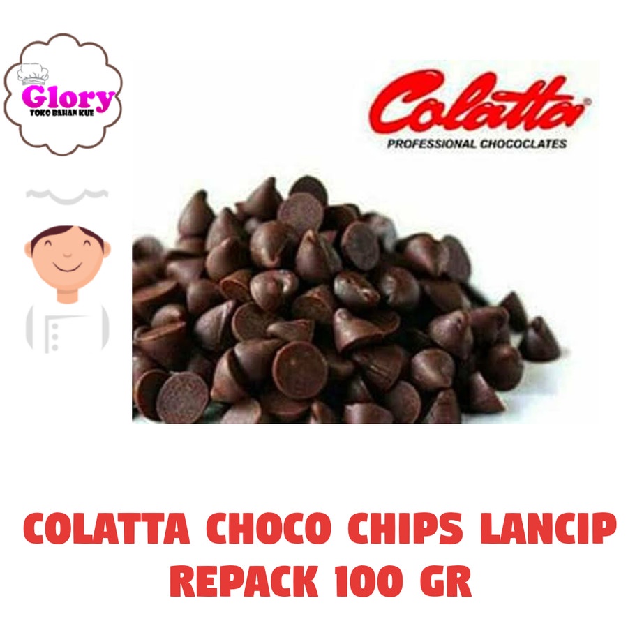 

choco chips colatta repack 100 gr / choco chips lancip kerucut