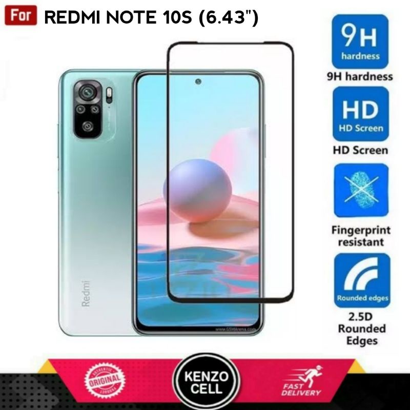 Redmi Note 10S Tempered Glass - Anti Gores Kaca. Tg Xiaomi Note 10s 2021 Full Layar Lem Cover