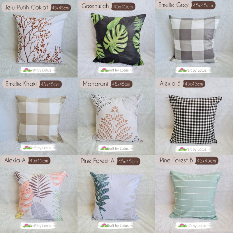 [45x45cm] SARUNG BANTAL SOFA MOTIF MINIMALIS Daun Monstera korea