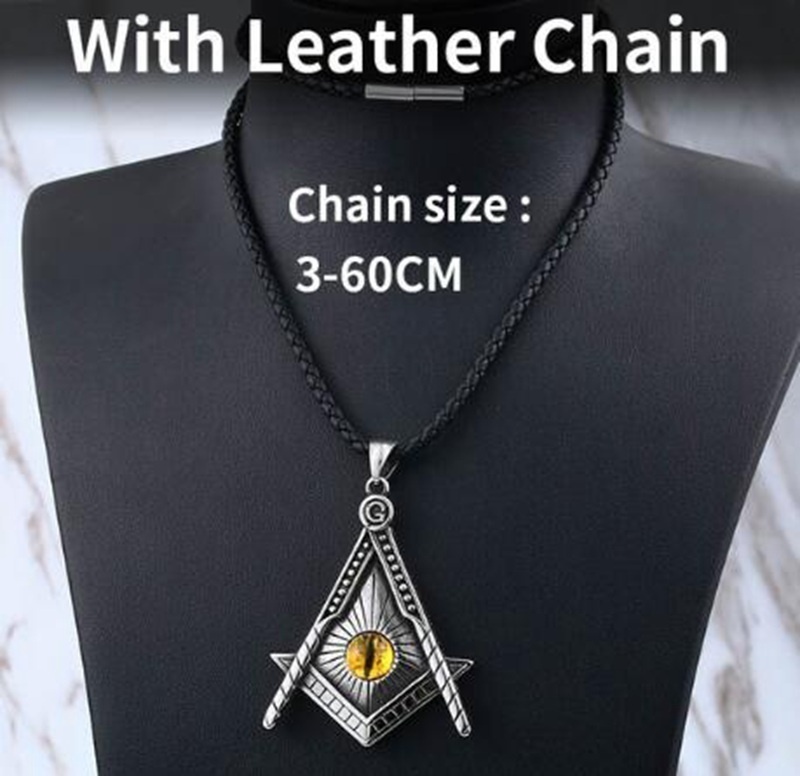 Kalung Liontin Demon Eye Masonic Gaya Punk Untuk Pria