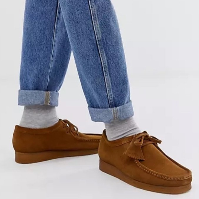 brown suede clarks wallabees