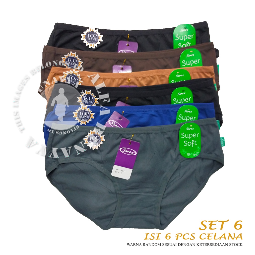 6 Pcs Celana Dalam Wanita SOREX 1257 - CD Underwear - Super Soft - Pakaian Dalam Wanita Katun Cotton