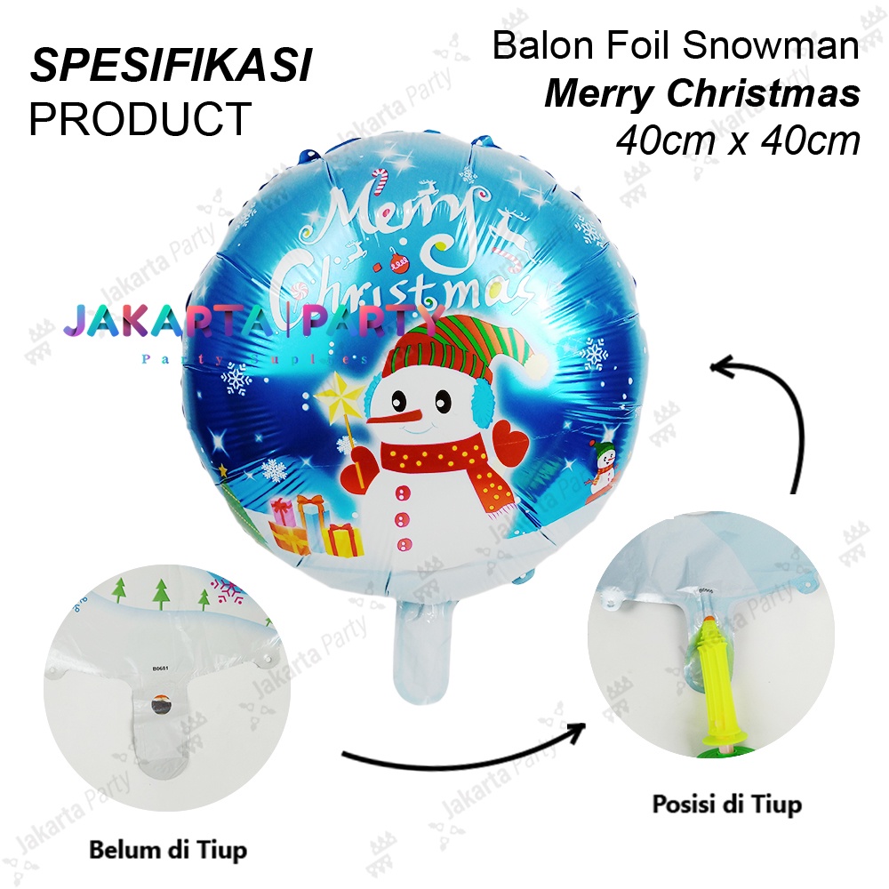 Balon Bulat Natal #6 / Balon Foil Bulat / Balon Foil Xmas / Balon Xmas