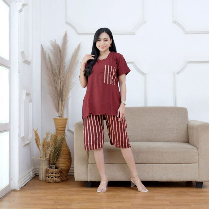 ONE SET KULOT MODERN MOTIF SALUR KOMBINASI