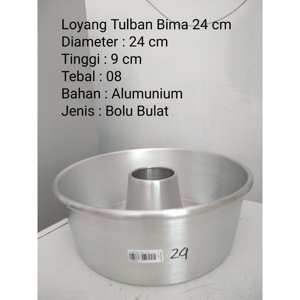 Loyang Aluminium Tulban Bolu Bulat Press Bima 24x9 Tebal 08