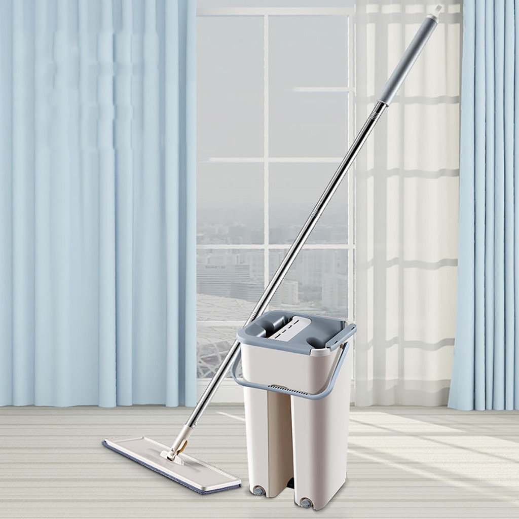 Alat Pel Set Automatic Magic Mop Flat Microfiber with Bucket