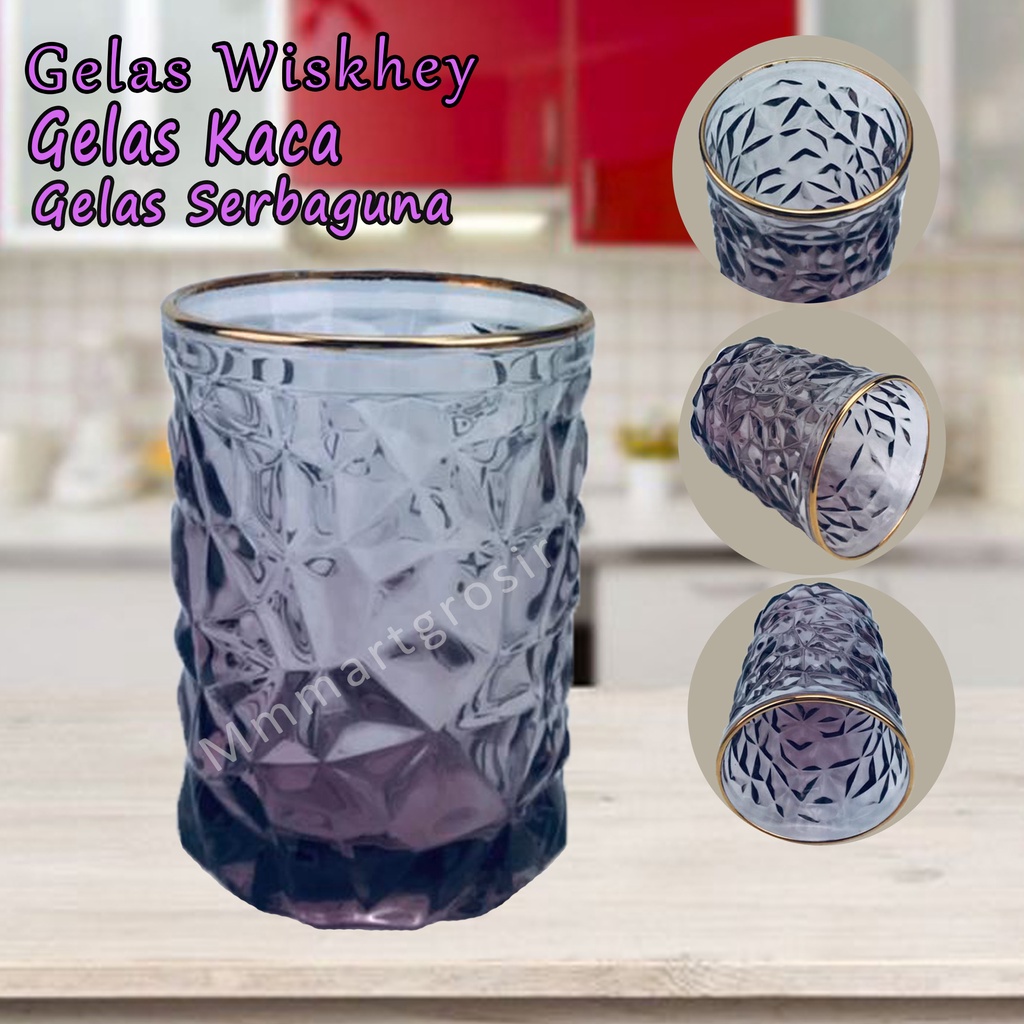 Gelas berlian / Gelas kaca Serbaguna / Ungu Ys-65-2 / 300 ml