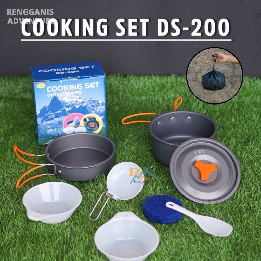 Cooking Set DS 200 SY 200 Alat Masak Nesting Camping Panci Kemah Portable