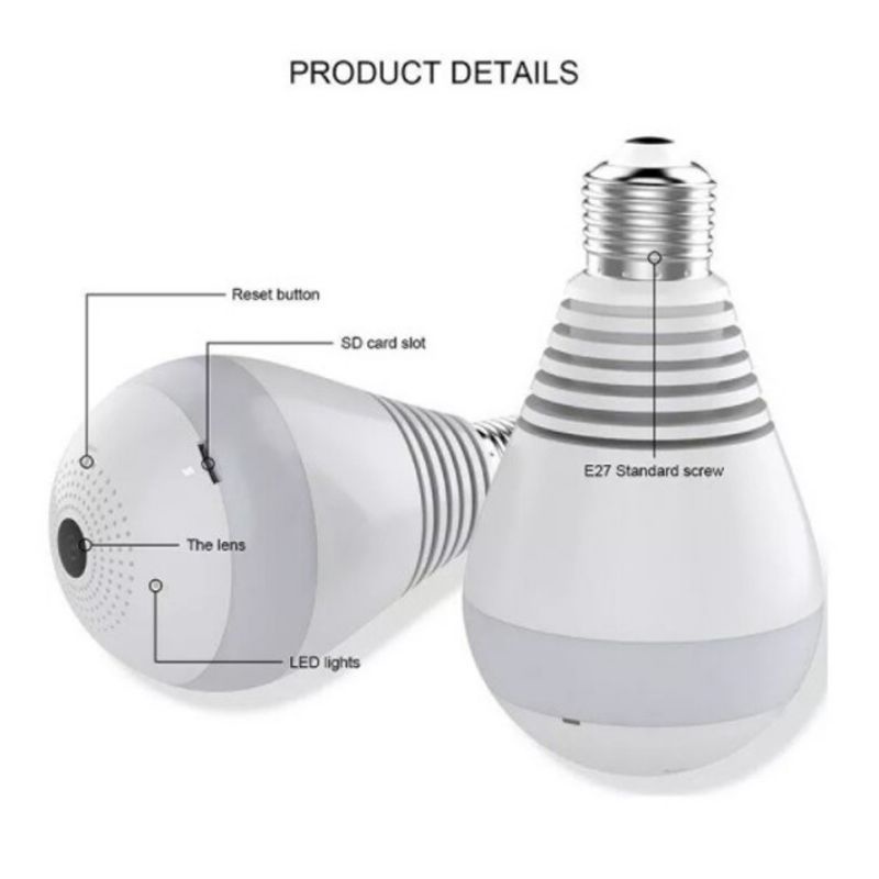 IP Camera Bohlam Bulb v380 Panoramic 360 Derajat Wireless 1080p 5Mp Cctv WiFi Two Way Audio