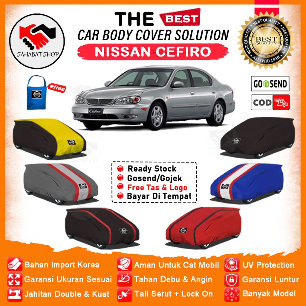 Sahabat Body Cover Mobil Cefiro / Sarung Penutup Nissan Cefiro Outdoor / Mantel Tutup Jas Selimut Pelindung Mantol Kelambu Kerudung Pembungkus Kerodong Tutupan Terpal Bungkus Mobil Sedan Cefiro Waterproof Anti Air Model Orange