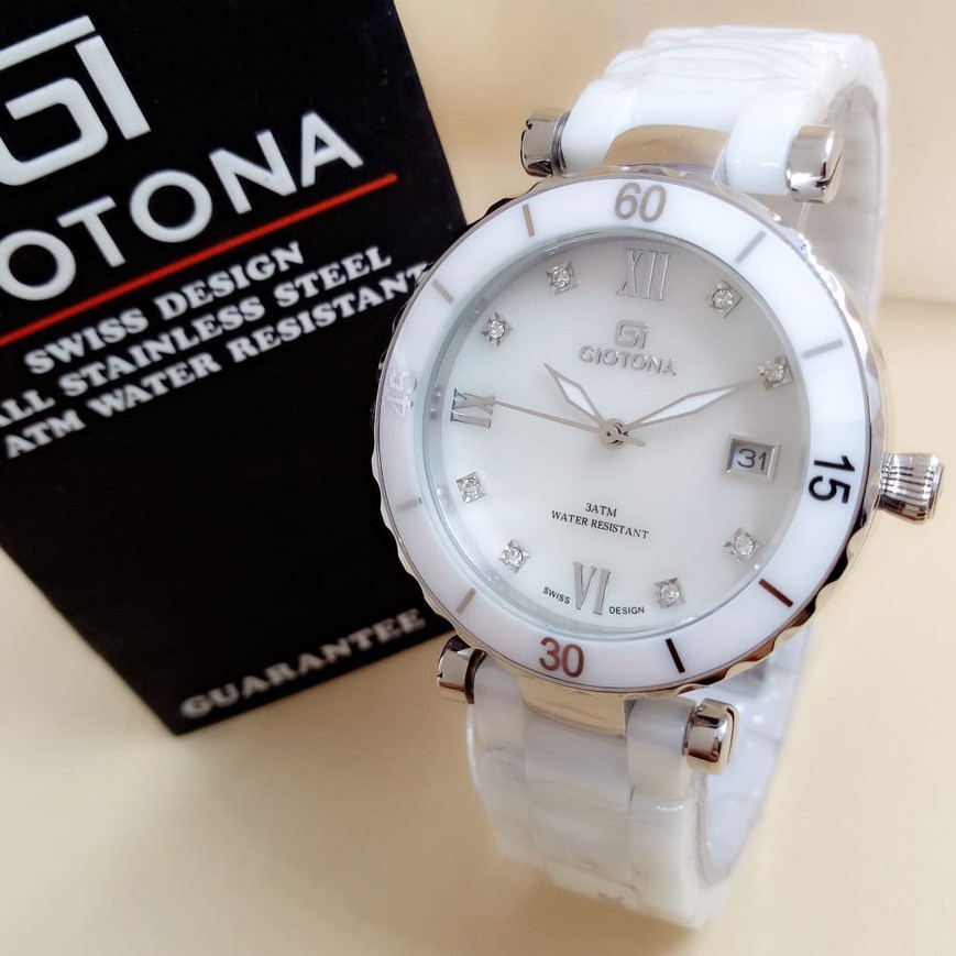 Giotona 7309 - Jam Tangan Fashion Wanita Anti Air - Keramic Strap - Original
