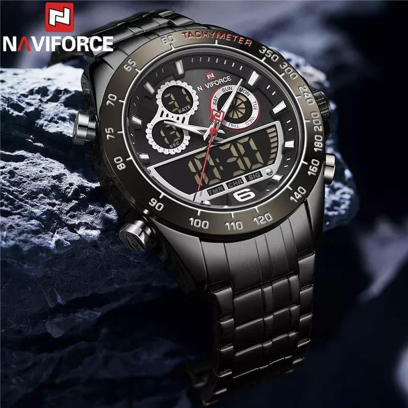 Jam tangan pria naviforce 9188 sport original stainless steel garansi resmi 1 tahun
