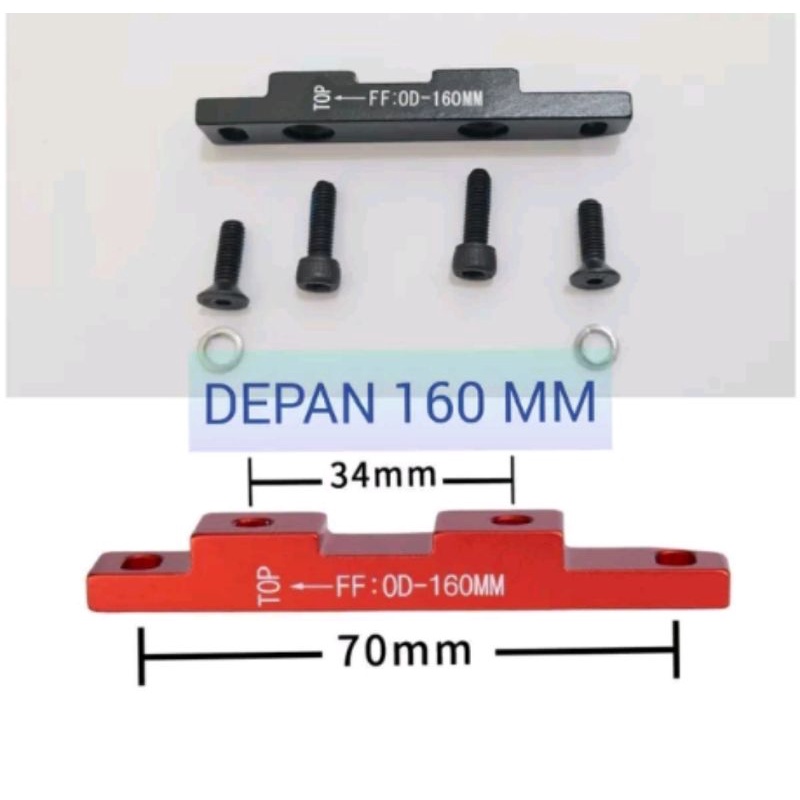 Adaptor Flat Mount Depan 160 MM . Adapter Caliper 160mm 6inch 6 inch inc Kaliper Front 6 inch inchi Rotor Discbrake sepeda roadbike road bike balap flatmount flat mount