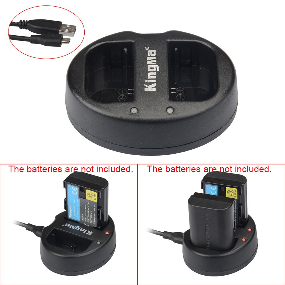 Charger Baterai 2 Slot Canon 5D2 5D3 70D 60D 6D 7D 7D2 Kingma - LP-E6