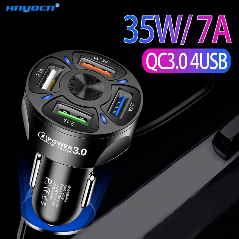 Charger USB Mobil Pengisian Cepat 3.0 4.0 Universal 18W Pengisian Cepat di mobil 4 Port charger ponsel Untuk iPhone Xiaomi Huawei p40