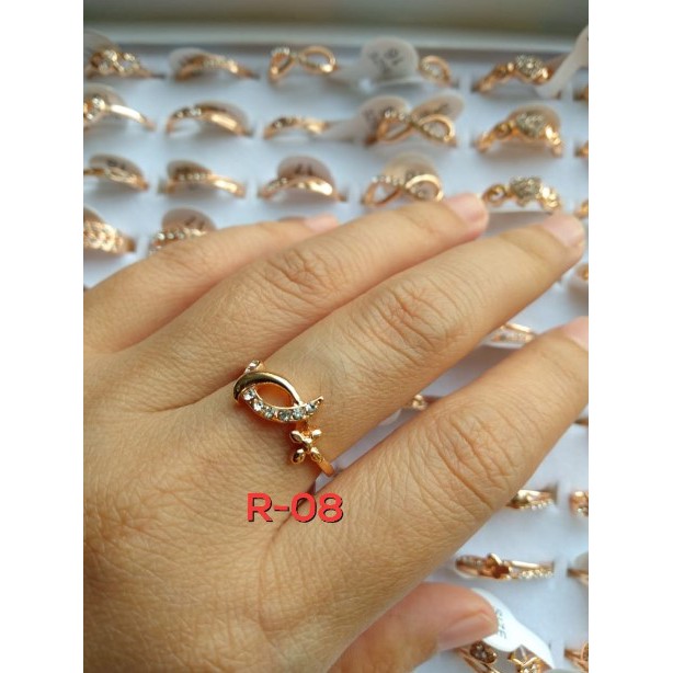 cincin wanita rhodium antikarat rose gold motif ready stok