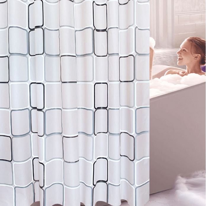 StarHome Tirai Kamar Mandi Anti Air Lengkap dengan Pengait - Tirai Shower PEVA Waterproof