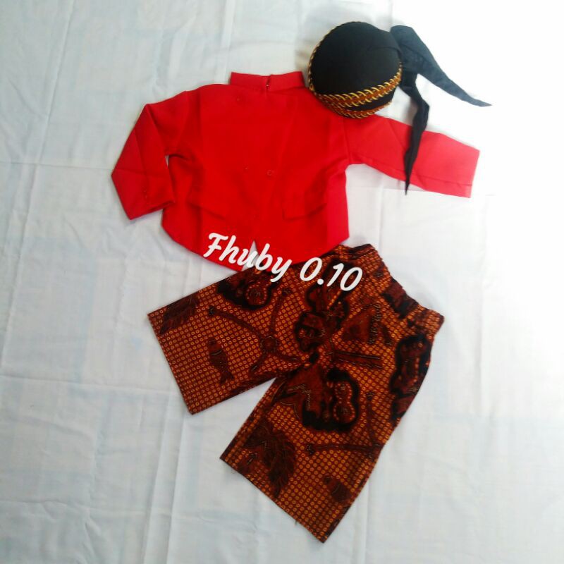 Setelan Beskap Anak / Beskap+Celana Batik Coklat+Blangkon Samurai / Beskap Baby Balita Bayi