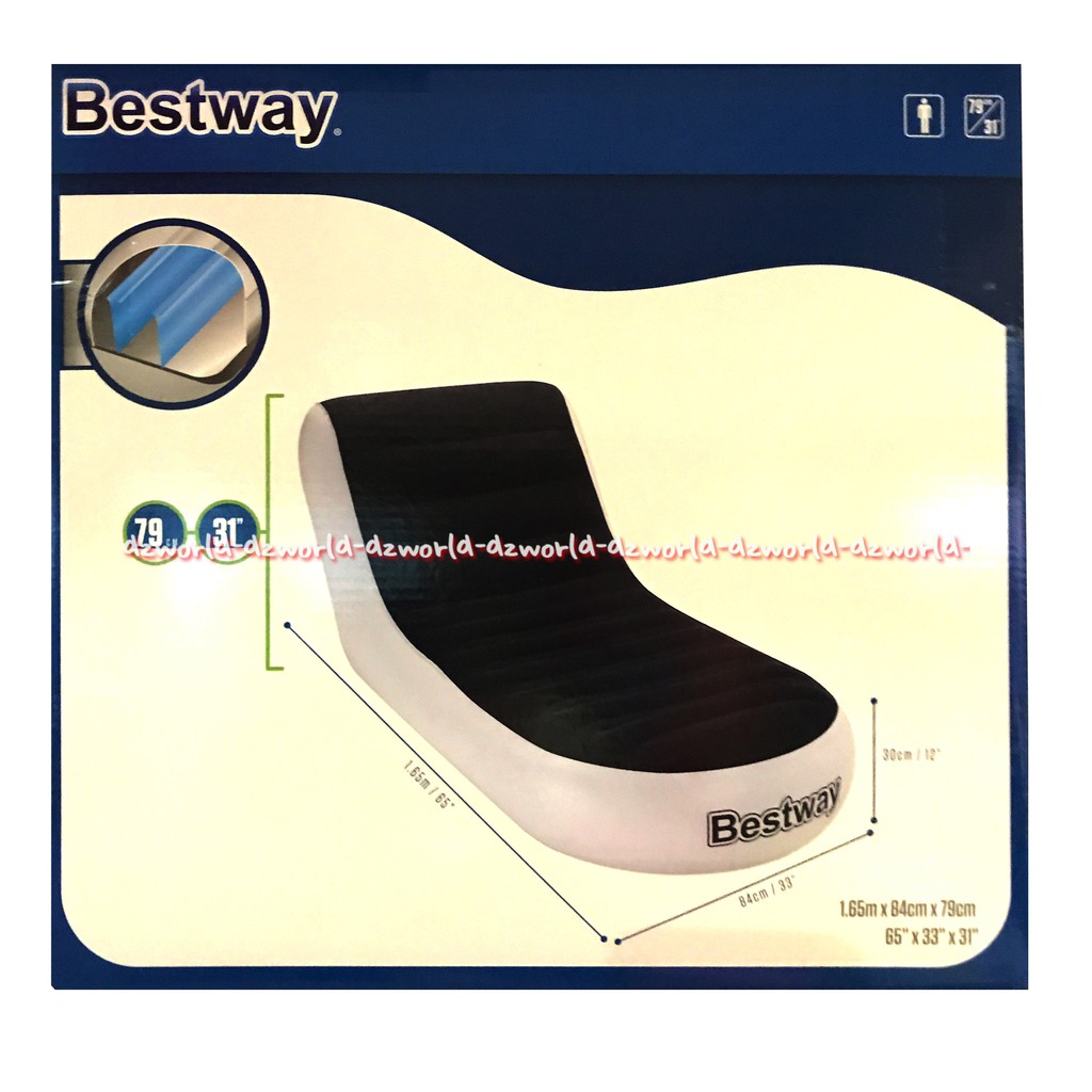 Bestway Kursi Tidur Santai Hitam Sofa Pompa Balon Bludru Black