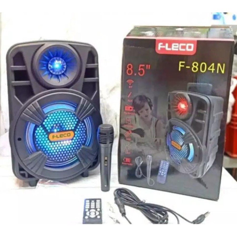 Speaker Karaoke Fleco F-804N 8.5IN Bonus Mic Dan Remote