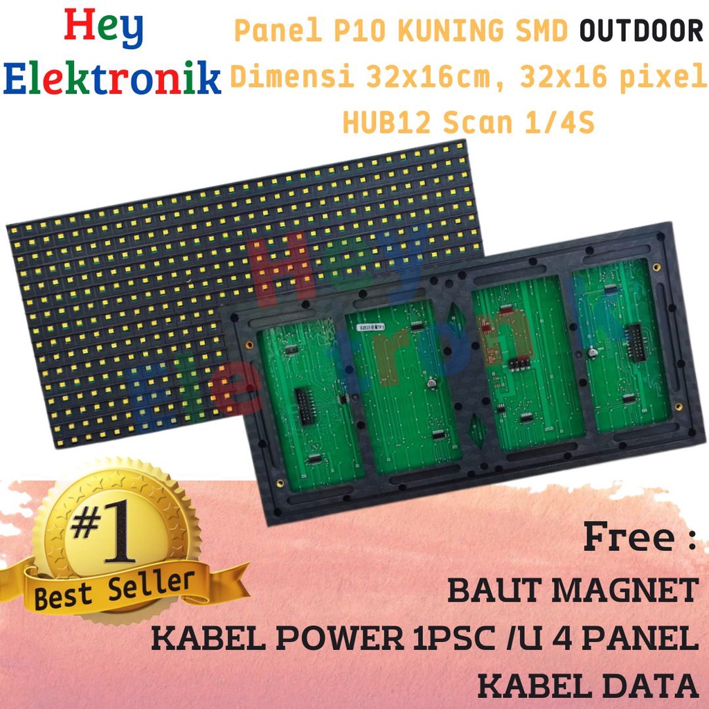 Panel module model Led P10 Kuning Yellow SMD outdoor Running Text