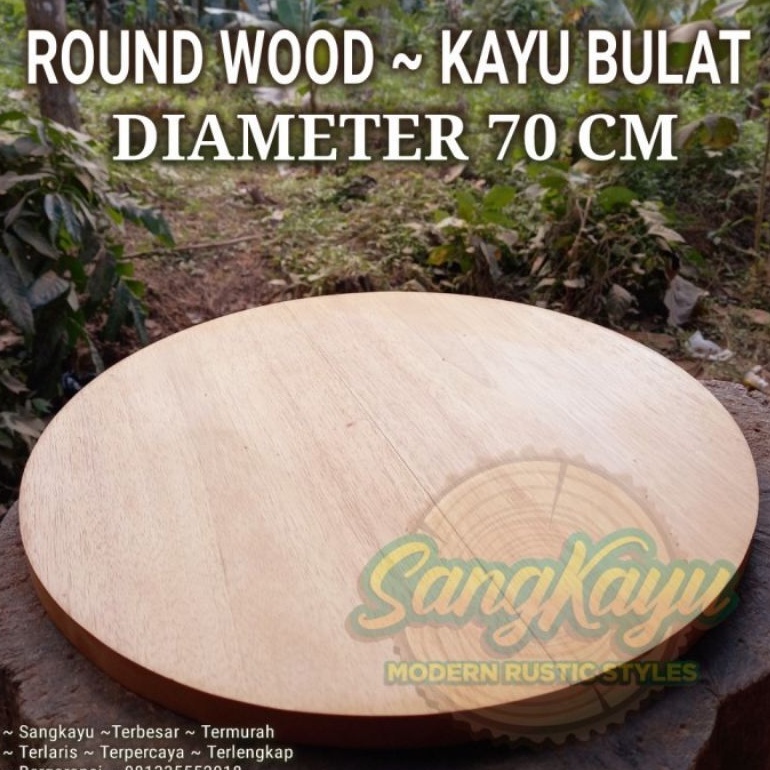 Papan Kayu bulat diameter 70 cm daun meja bulat kayu round wood table