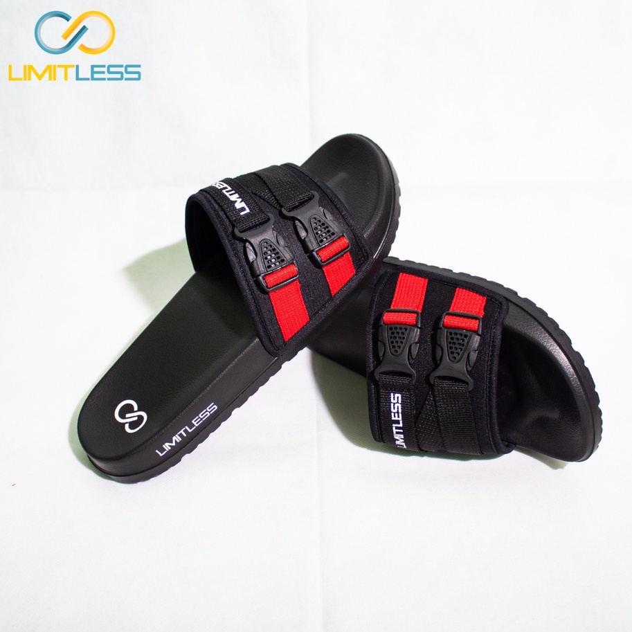 Sandal Pria Distro Limitless Anti Slip Sendal Slide Pria Selop Slip On Terbaru Sendal Cowok Dewasa Casual Hitam