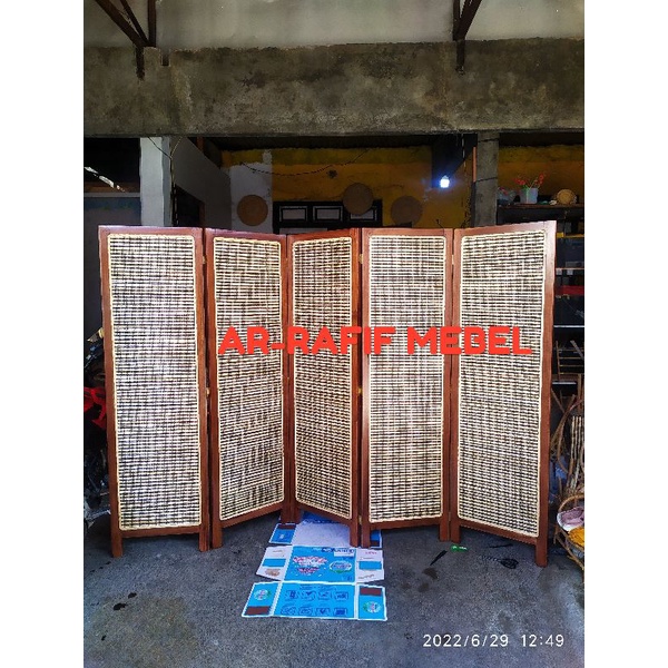 5 lembar penyekat ruangan / partisi rotan / sketsel rotan / pembatas ruangan / penyekat ruangan rota