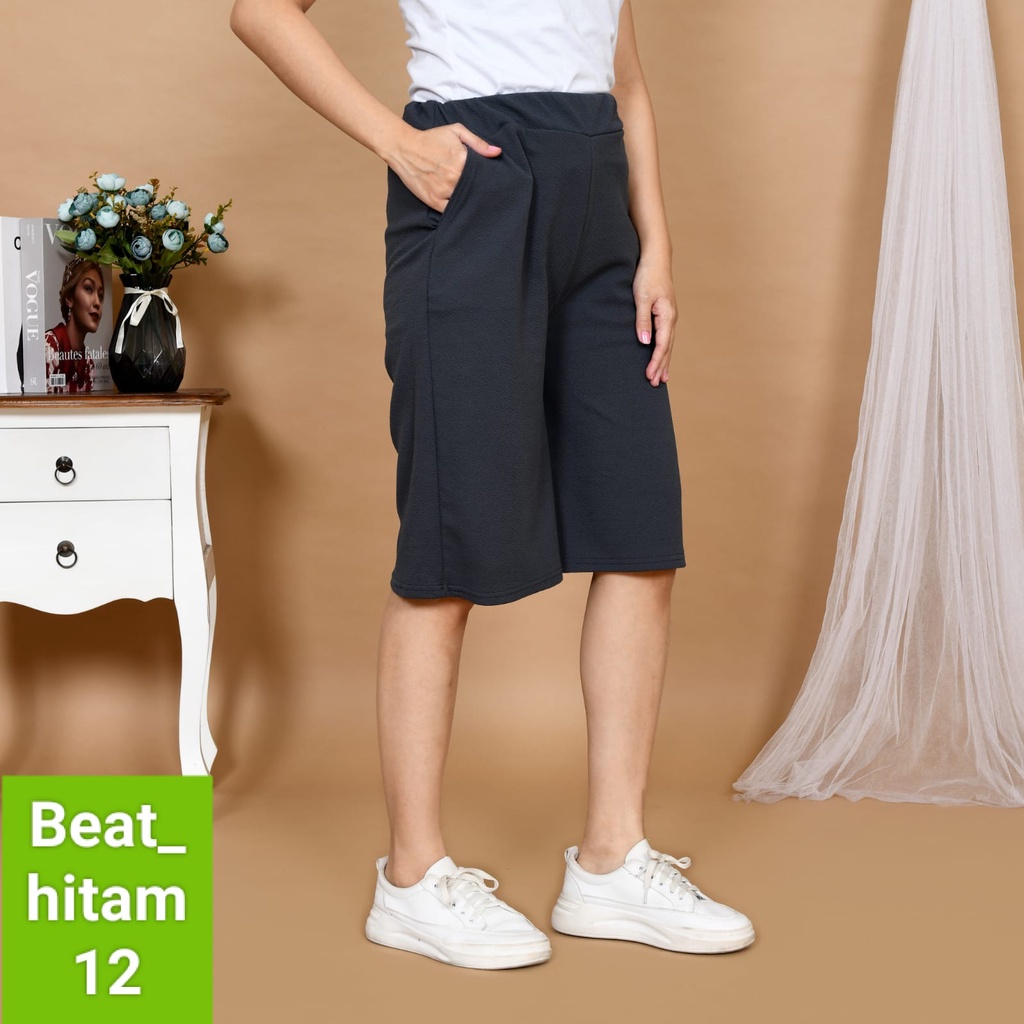 CELANA PENDEK POLOS 7/8 KULOT WANITA BASIC CREP