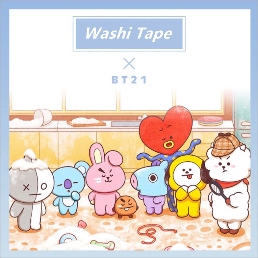  Stiker  Kertas Selotip Washi Gambar Kpop BTS  bt21  untuk 