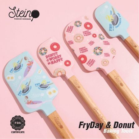 Stein Steincookware Donut Donat Spatula Sutil Baking isi 2Pcs/set Pink