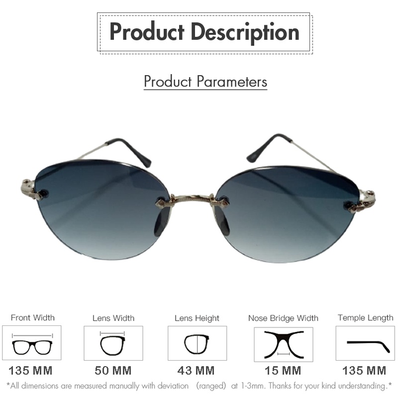 Kacamata korea / Kacamata wanita bergaya tanpa bingkai Gagang Gold Premium / Kacamata hitam / Sunglasses Kacamata Fashion Wanita Pria Model Frame Rimless Kacamata Import Premium Kacamata Gaya