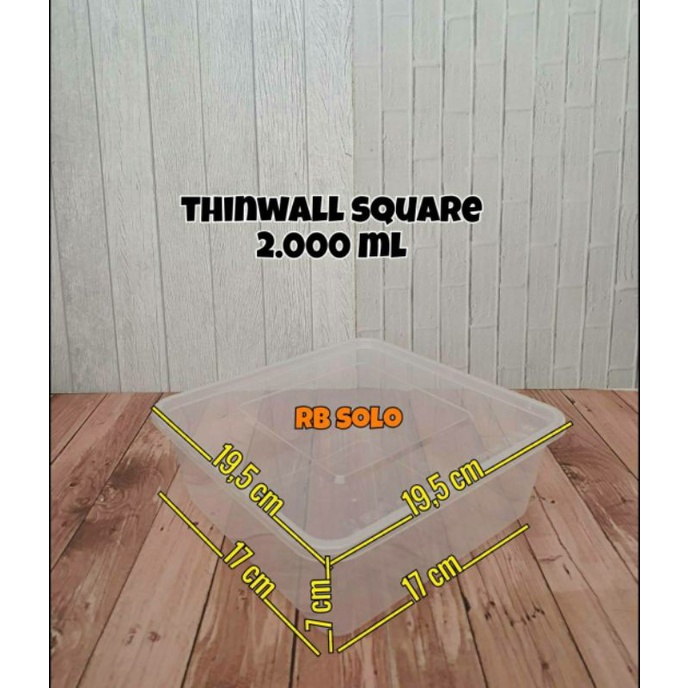 Thinwall 2000 ml SQ square Kotak Microwave Oven Safe