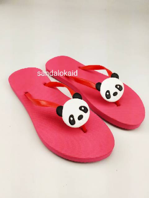 Sandal Jepit Kartun Panda | Sendal Wanita Cantik Spon Jepit Cartoon Lucu