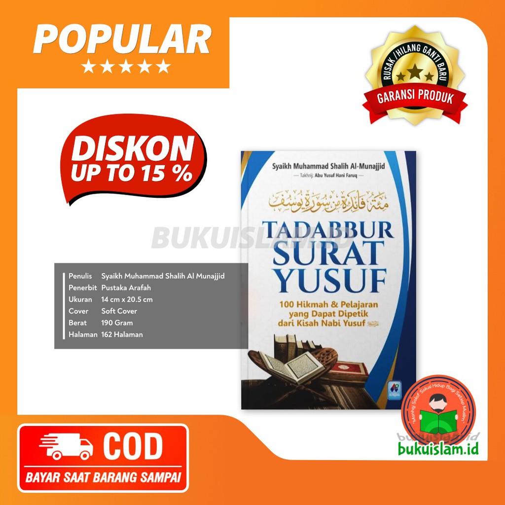 Buku Tadabbur Surat Yusuf 100 Hikmah & Pelajaran yang Dipetik dari Kisah Nabi Yusuf | bukuislam.id