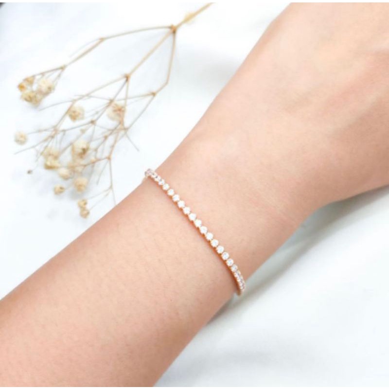 Gelang Serut Permata Listring Elegant Hadiah Kekasih Emas Asli