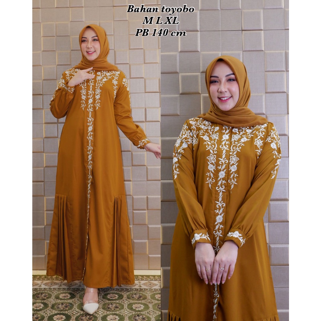 Gamis Toyobo Bordir ~ Gamis toyobo terbaru 2021 ~ Baju Gamis Wanita Dewasa Bahan Toyobo PREMIUM ~ CO