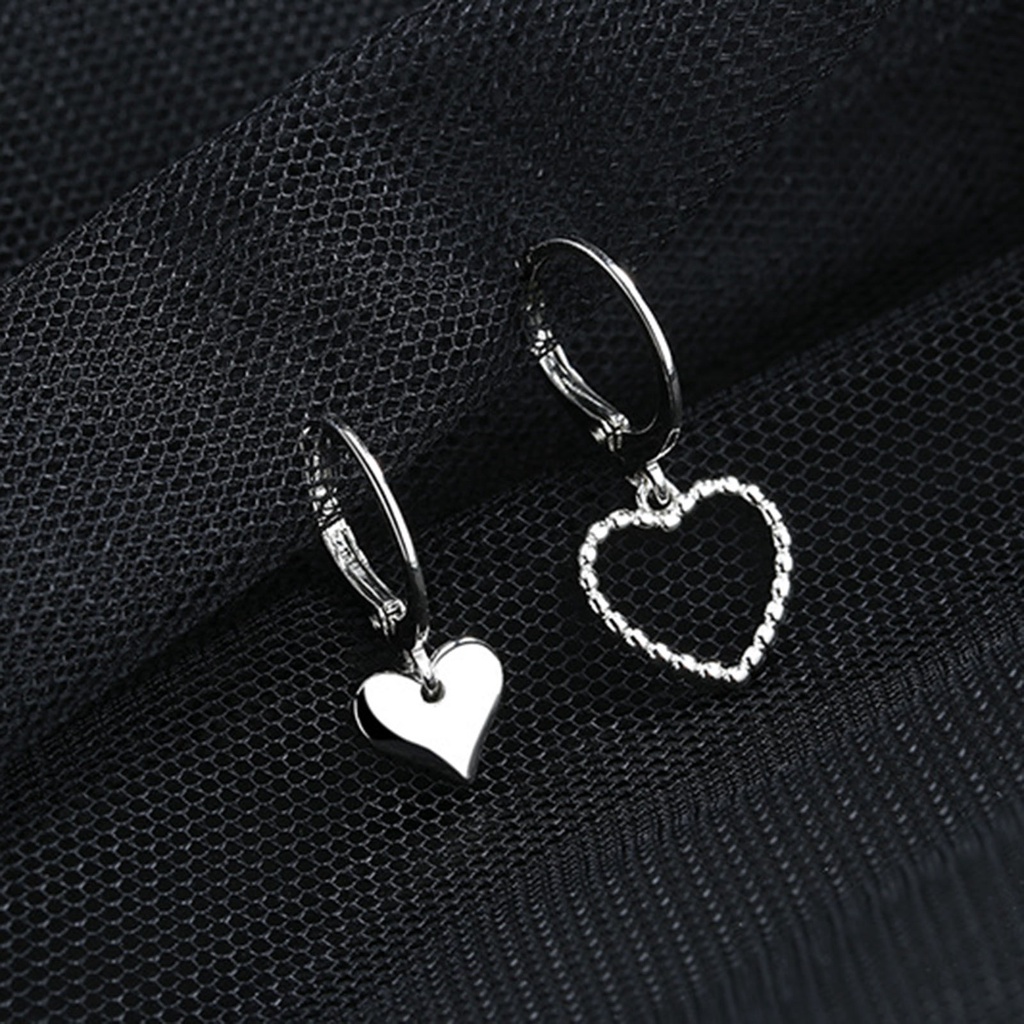 Hu Hu Hu Hu Hu Alat Bantu Pasang Kacamata♡ 2pcs Anting Tusuk Gantung Asimetris Desain Hati Hollow Bahan Tembaga Untuk Wanita