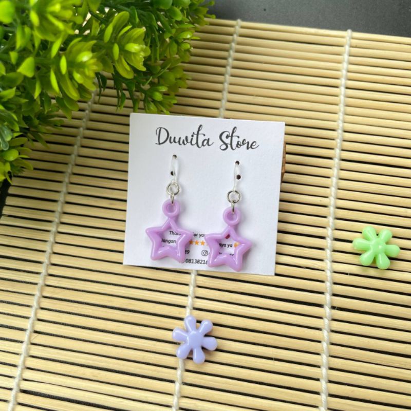 HANDMADE ANTING ANAK/DEWASA KAITAN PLASTIK MOTIF BINTANG