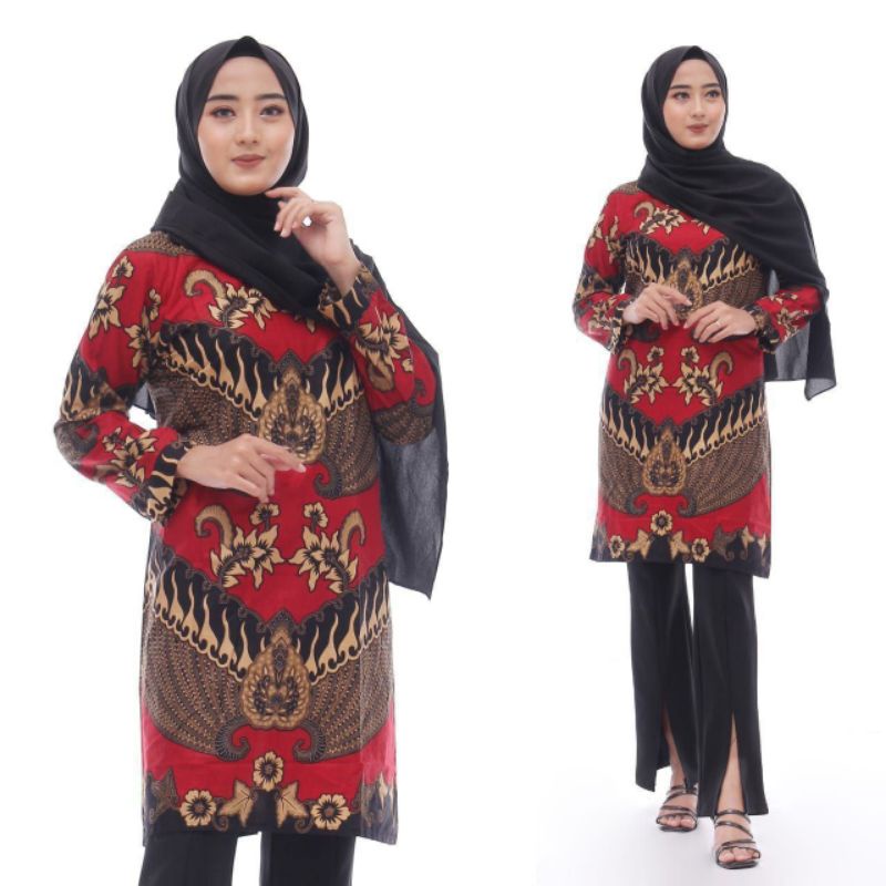 M-L-XL-XXL ATASAN BATIK WANITA MODERN ASJ SA HRB026 MONALISA GENES BLOUSE-Dip9
