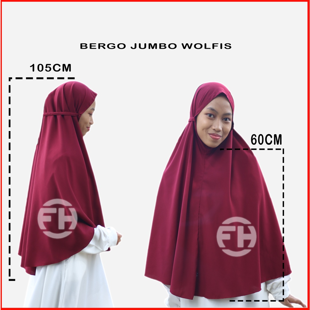 Jilbab Tebal Tidak Nerawang Maryam Bahan Wolfis Ukuran Syari Jumbo N.FJBXL