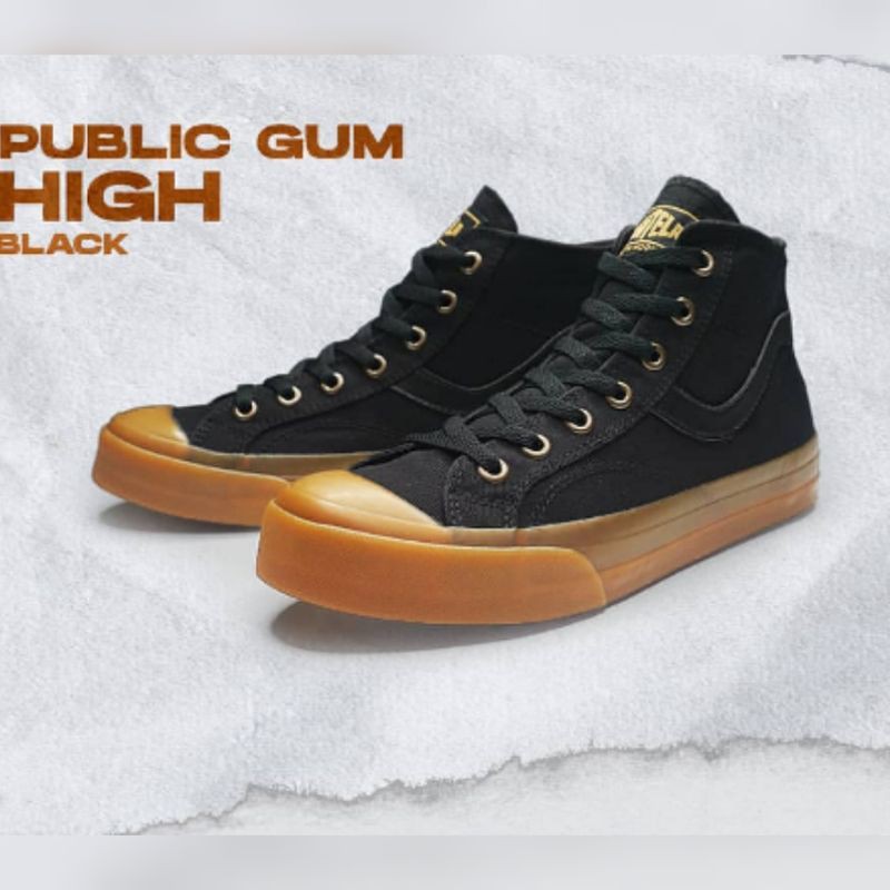VENTELA P`76 PUBLIC HIGH BLACK GUM - SEPATU SNEAKER LOKAL TERBAIK