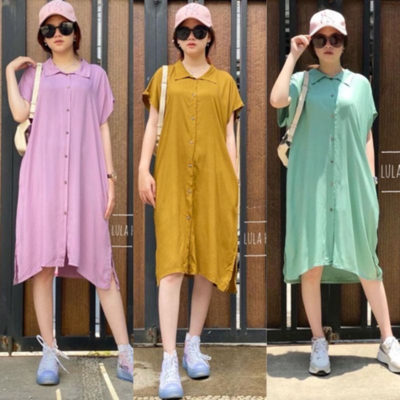 Long dress / Home dress / home dress polos full kancing / fashion wanita terbaru