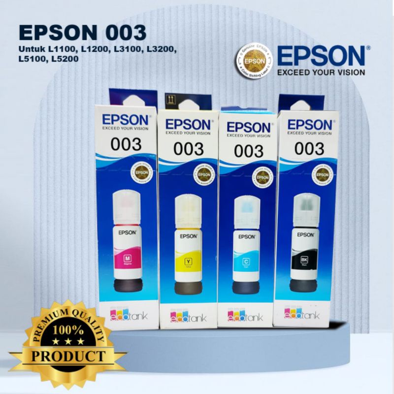 Tinta Epson 003 T003 T-003 Untuk L1110 L3110 L3150 Original bisa scan