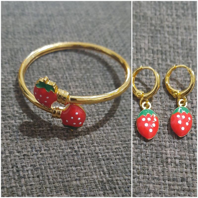 Gelang Anak Model Strowberry Berlapis Emas